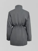 Парка 888 9113 однотонная на молнии с кулиской на талии