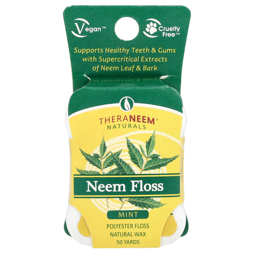 Organix South, TheraNeem® Naturals, зубная нить из нима, мята, 50 ярдов
