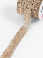 Тесьма декоративная холщовая с пайетками, 20 мм, бежевая, 9624120