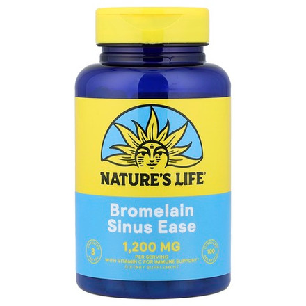 Nature's Life, бромелаин, Sinus Ease, 100 капсул