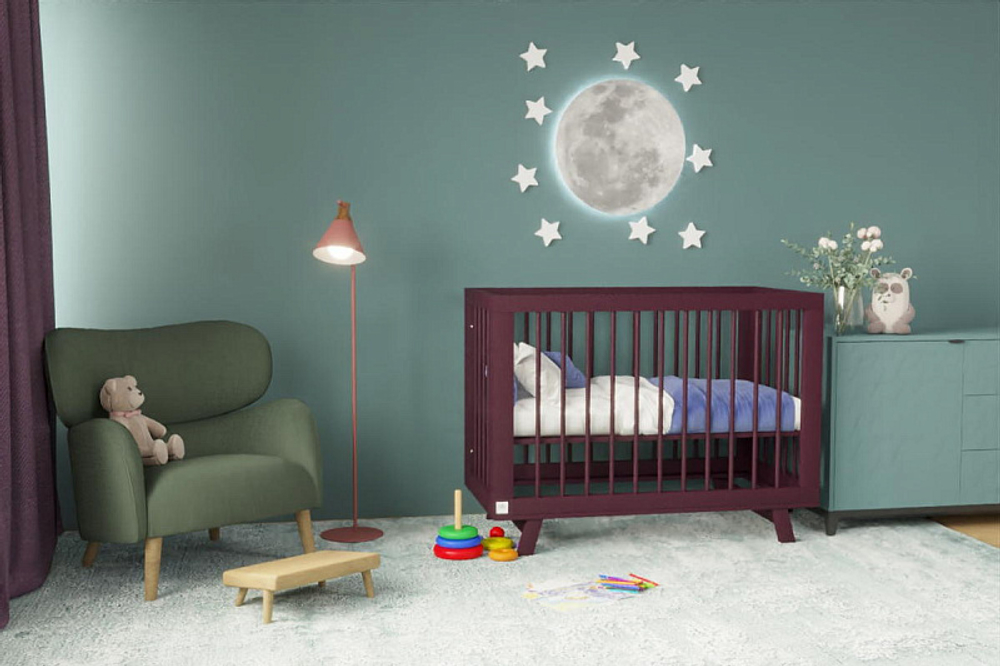 Кроватка детская Lillaland Lilla Aria с маятником Italian Plum