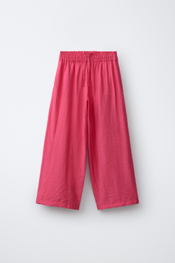 ZARA БРЮКИ WIDE LEG С ЖАТЫМ ЭФФЕКТОМ, ЦВЕТ ФУКСИИ