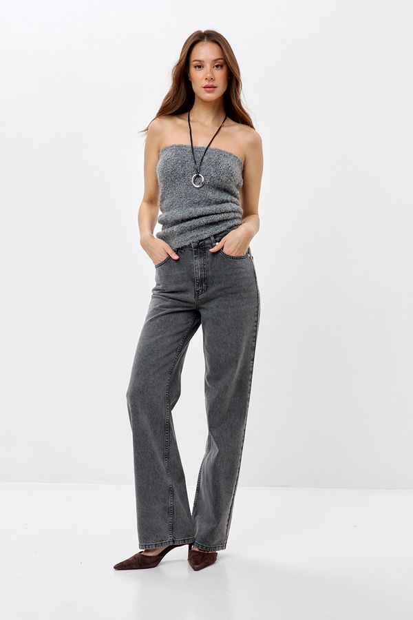 Джинсы wide leg серого цвета