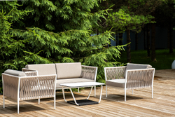 "Касабланка" лаунж-зона плетеная из роупа 4-местная, цвет серо-коричневый