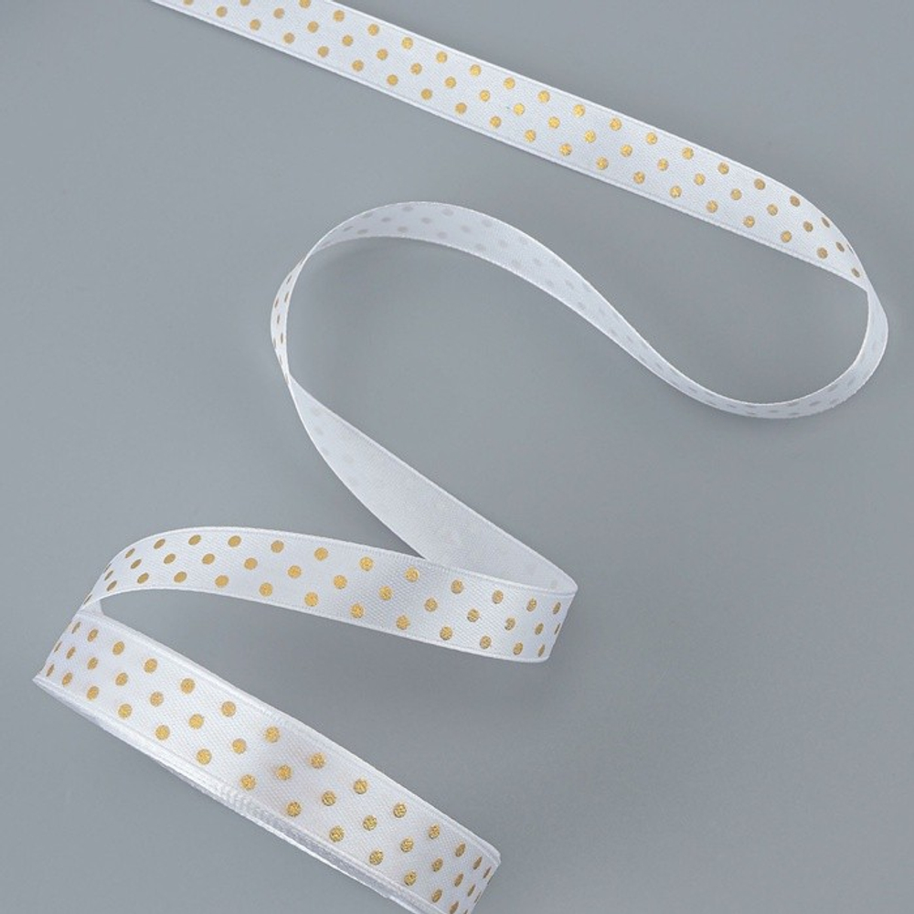 Атласная лента в горошек 25 мм