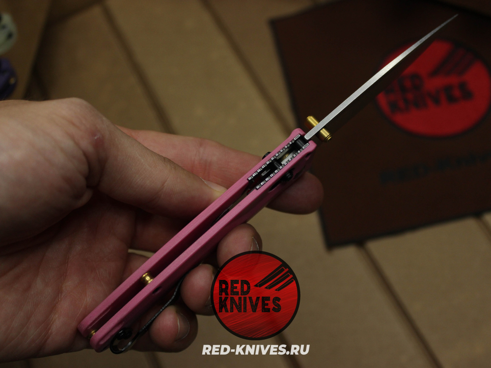 Нож Benchmade 535 Bugout G10 A+++ - розовый рук., сатин клинок RK/Н47