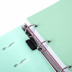 Тетрадь на кольцах А5 175х220мм, 120л, пластик, на липучке с разделителями, BRAUBERG, Мятный,404638