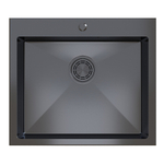 Мойка настол.монтаж 60х45 (3,0) вып 3 1/2  MIXLINE PRO С ФАСКОЙ 22см с сифоном (черный графит)