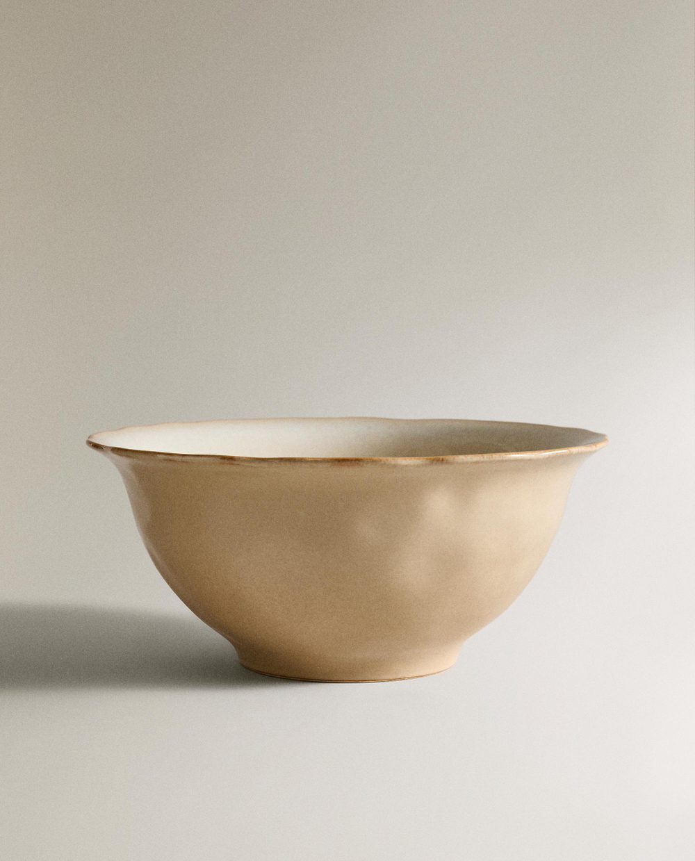 Zara Home блюдо сервировочное из каменной керамики, цвет кремовый, 26.5 см