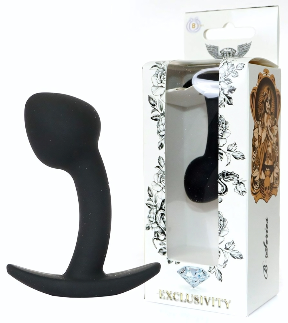 Черная анальная втулка Curved - 7,5 см. (Цвет: черный)