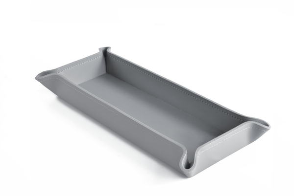 Лоток фигурный из кожи цвет СЕРЫЙ
