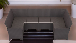 П- образный диван под ротанг Калифорния “California“ 136х264х136 см 6 мест с подушками