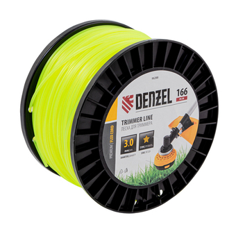 Леска для триммера звезда, 3,0мм х 166м, на DIN катушке FLEX CORD Denzel
