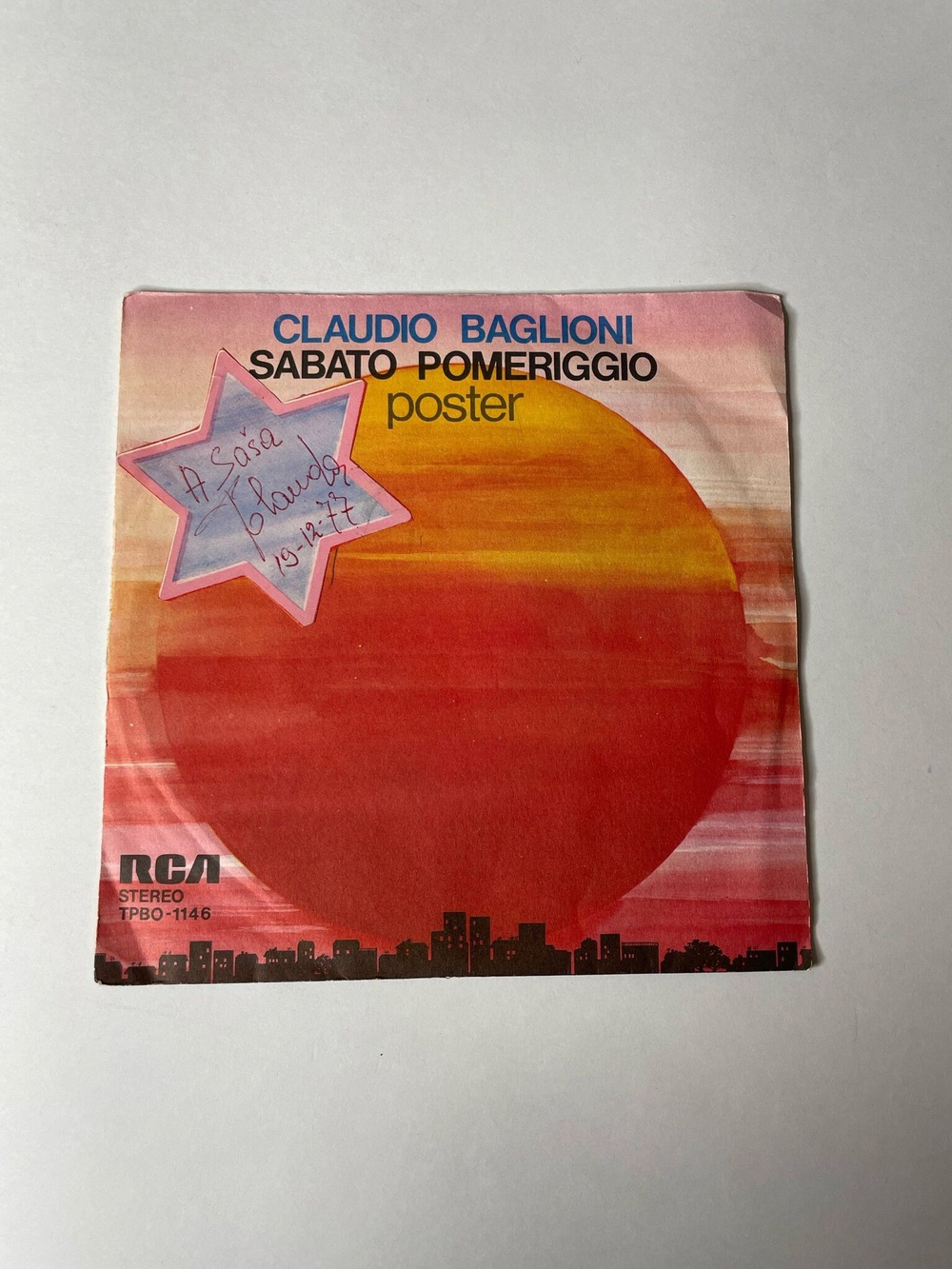 Винтажная виниловая пластинка LP Claudio Baglioni Sabato Pomeriggio 7 дюймов (Italy 1975)