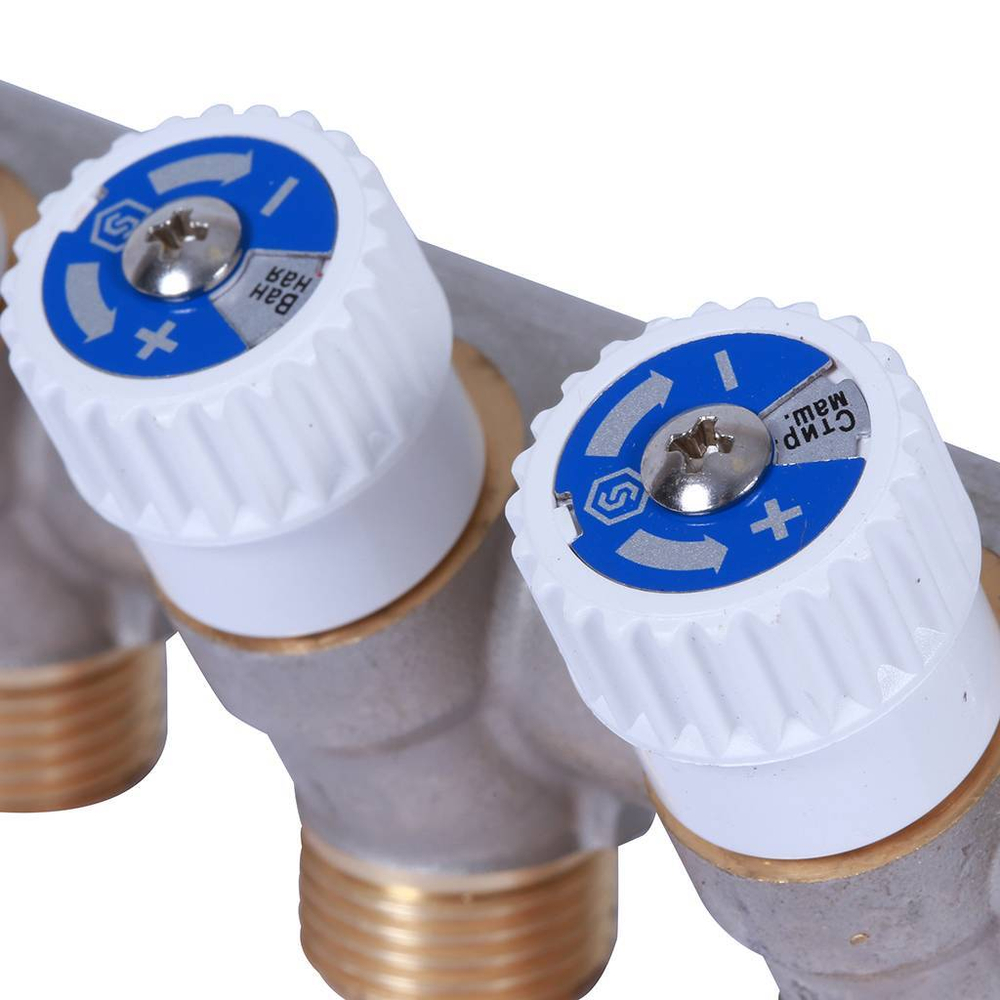 Коллектор распределительный  3/4", 4 отвода 1/2" плоское уплотнение