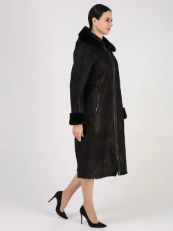 Дубленка зимняя натуральная с капюшоном длинная