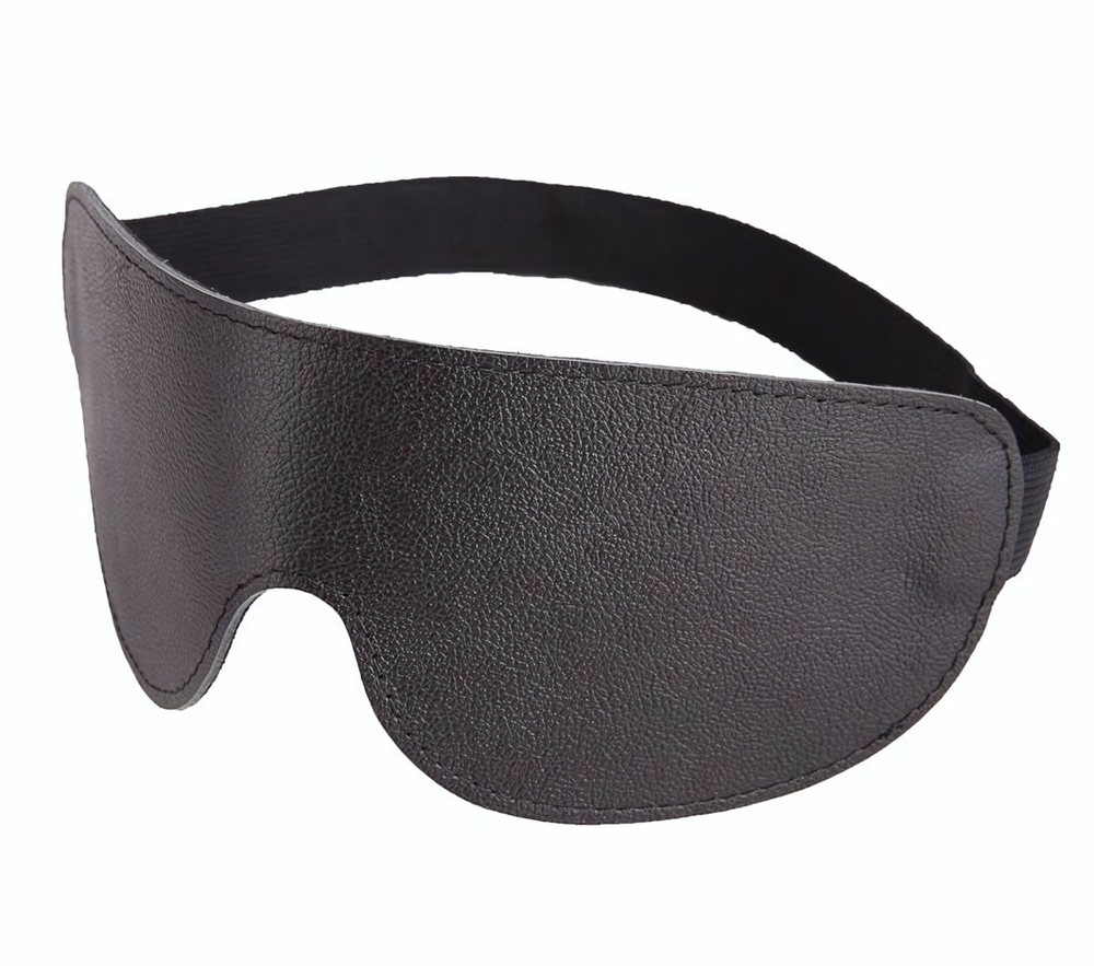 Чёрная широкая кожаная маска на глаза (Цвет: черный)