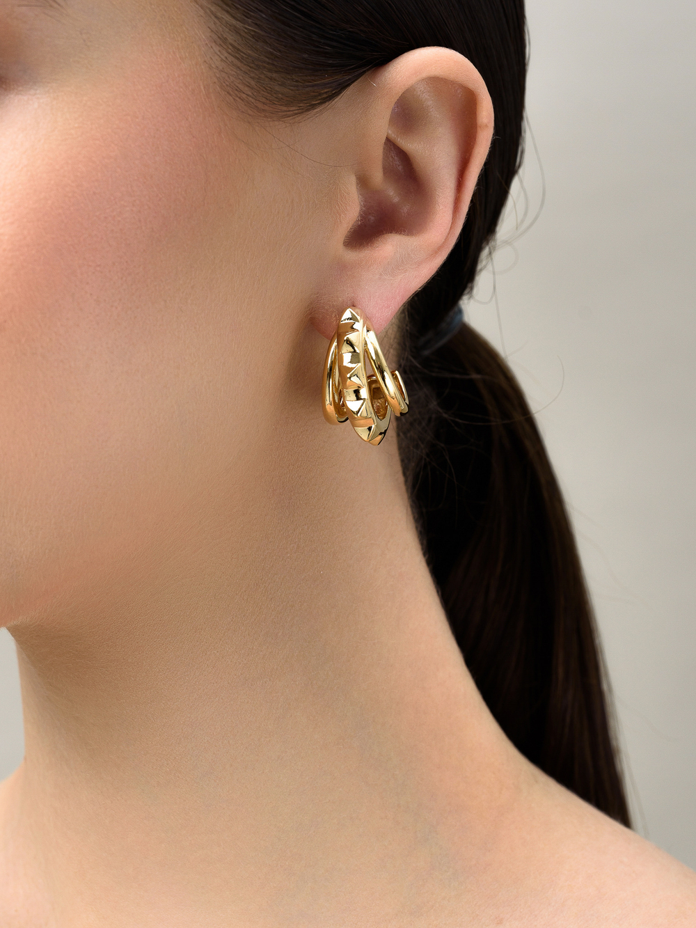 Серьги "Triple thorns" Gold