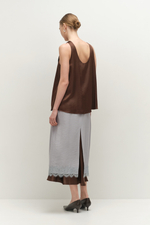 Подъюбник с кружевом серо-голубой