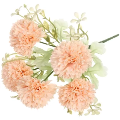 Искусственные цветы «Букет хризантем» 25см 5 цветков персиковые