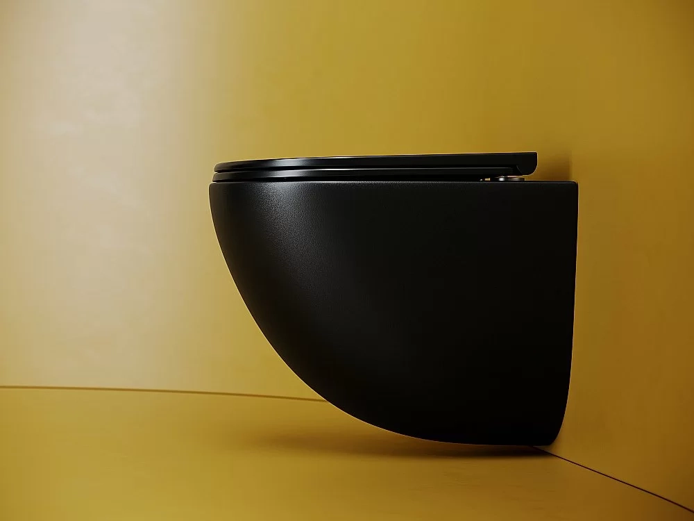 Унитаз подвесной Ceramica Nova Vogue CN4008TMB черный матовый, с крышкой микролифт, безободковый, слив-торнадо