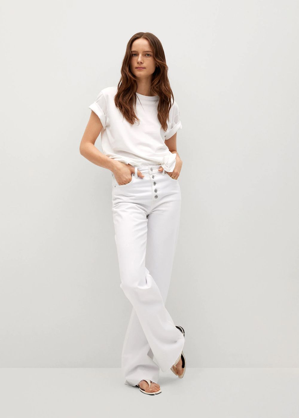 Джинсы с завышенной талией Wideleg