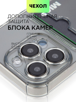 Чехол BROSCORP для Apple iPhone 15 Pro (арт.IP15PRO-HARD-TPU-POCKET-GREY )