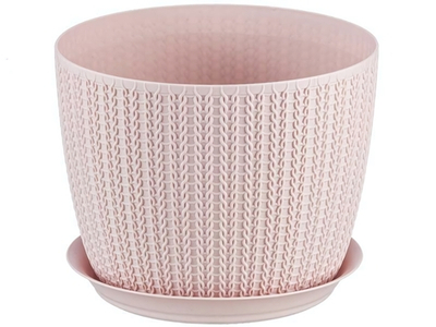 Кашпо Вязание D135мм с поддоном 1,1л (Чайная роза)