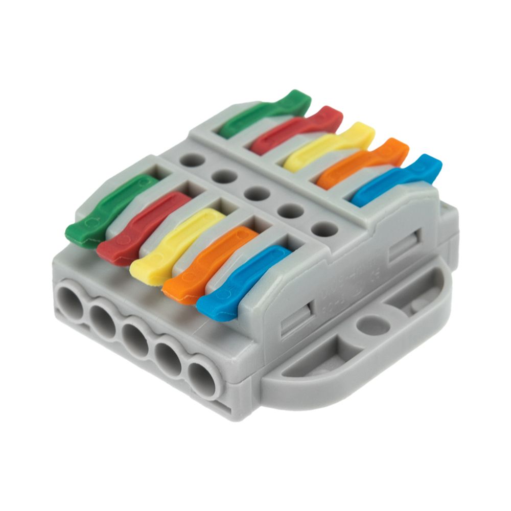 Клемма СМК 222-425P проходная 5 полюсов, с монтажной площадкой (0,08-4 мм²), серая (блистер 4 шт./уп