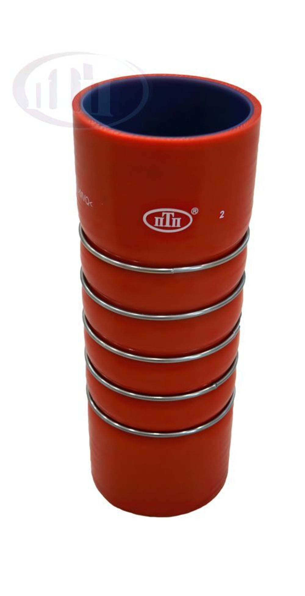 Патрубок интеркулера (D=80 mm, L=235 mm, 5 колец сталь) ЯМЗ красный MVQ (5010315918) ПТП