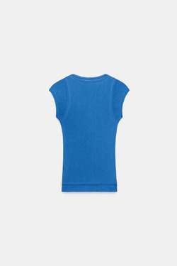 ZARA ДВУХСЛОЙНАЯ ФУТБОЛКА SUPIMA®, СИНИЙ ЭЛЕКТРИК