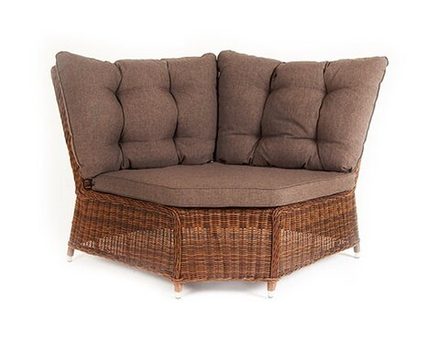 Бергамо плетеный угловой диванный модуль, диван коричневый/соломенный, искусственный ротанг