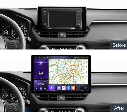 Магнитола Toyota RAV4 5 XA50 2018-2024+ (любые комплектации) - Carmedia FT004-23/KP-13-S10 монитор 13" QLED+2K на Android 12, 4G SIM-слот, CarPlay