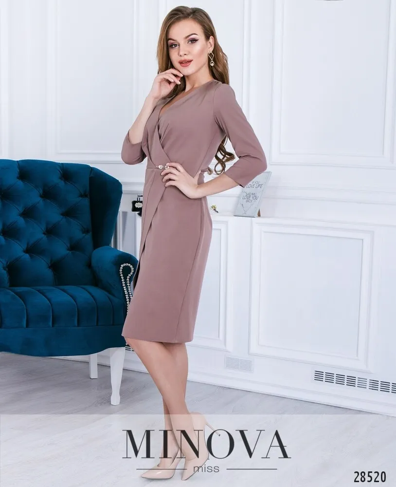 Платье 3111-кофейно-лавандовый Minova