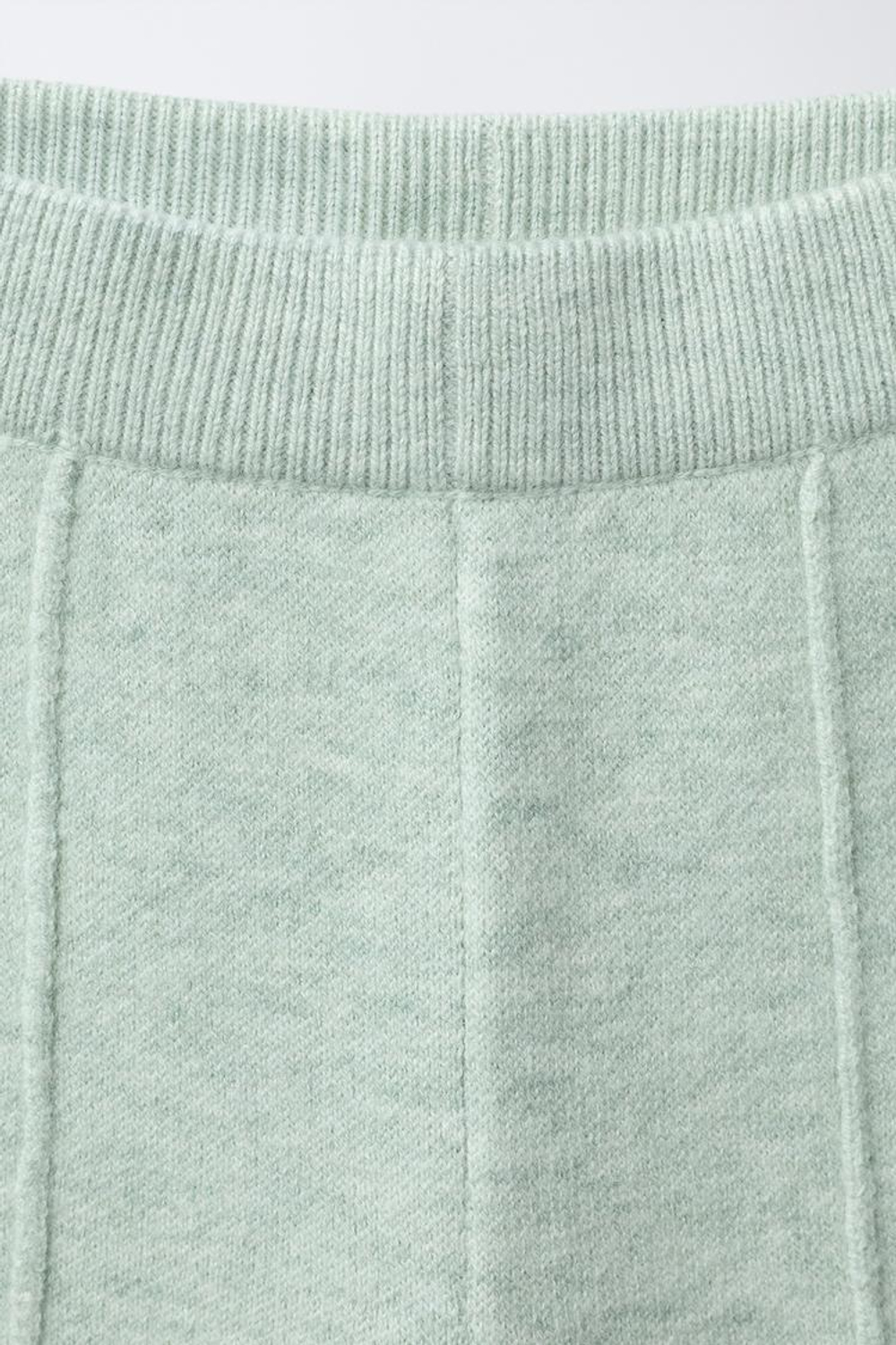 ZARA ТРИКОТАЖНЫЕ БРЮКИ WIDE LEG, СВЕТЛО-ЗЕЛЕНЫЙ