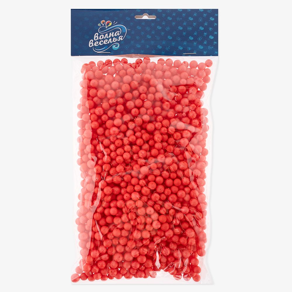 Шарики пенопласт, Красный, 6-8 мм, 10 гр.