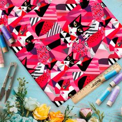 Ткань Барби графические коты