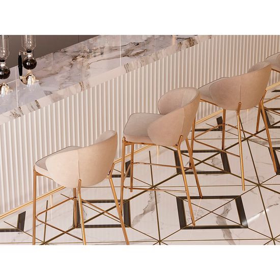 Стул полубарный coral, велюр, серо-бежевый