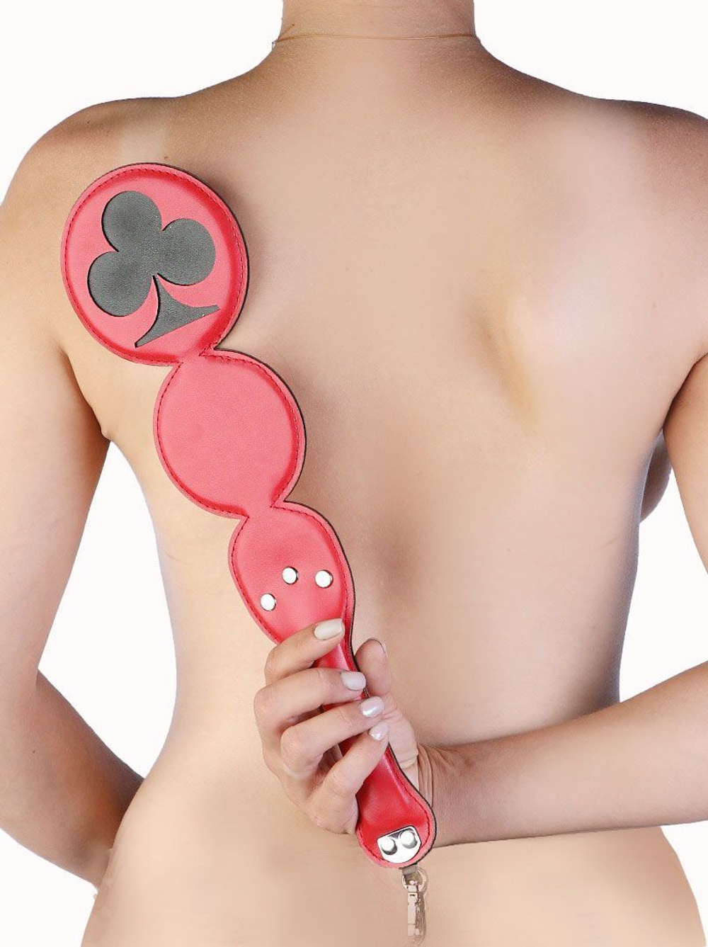 Шлёпалка Трефы с анальным плагом (Цвет: красный с черным)