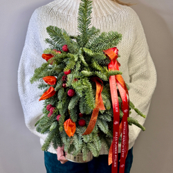 «Вечер у камина» композиция из пихты на Новый год и Рождество