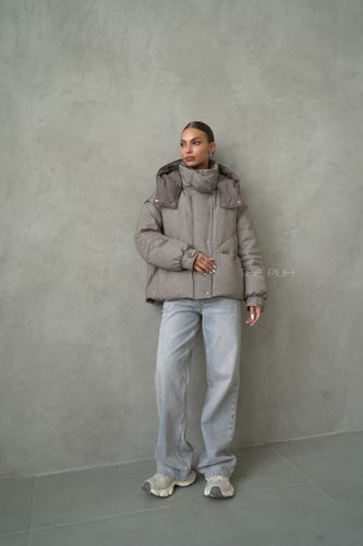 Шоколадный пуховик-трансформер на молнии