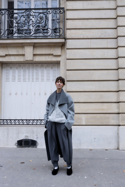 Пальто двустороннее из шерсти Берберри серый-темно-серый