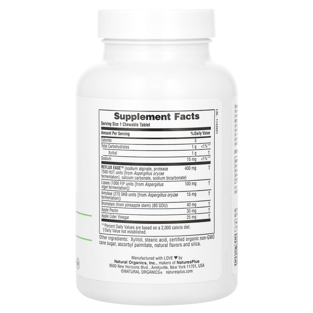 NaturesPlus, Gi Natural, Reflux Ease, ваниль, 60 жевательных таблеток