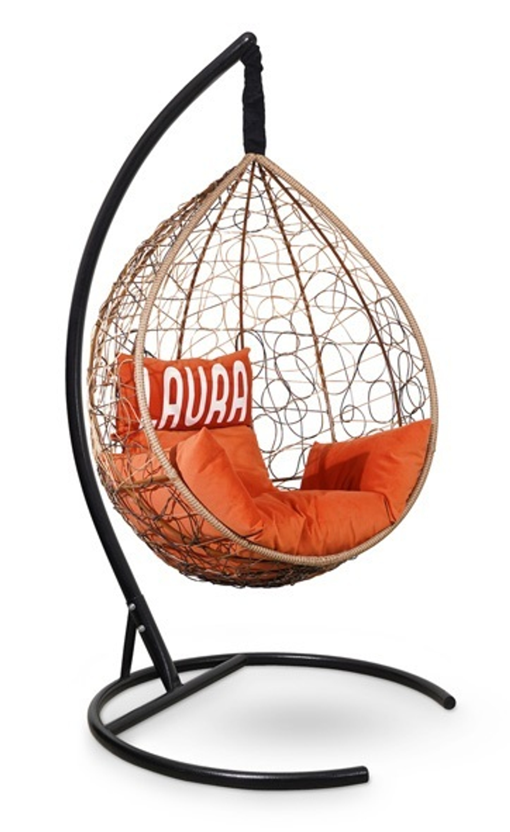 Подвесное кресло SEVILLA VELOUR горячий шоколад, оранжевая подушка (Laura Outdoor)