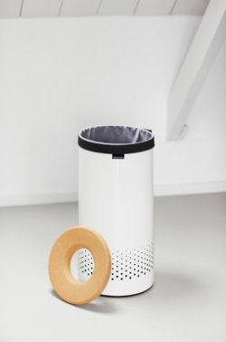 Корзина для белья 35л Brabantia с пробковой крышкой белая Бельгия фото
