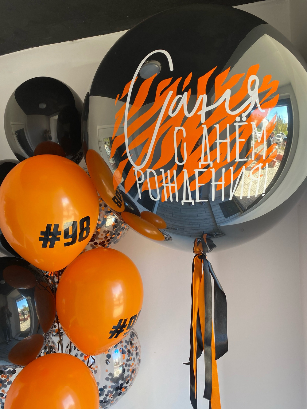 Воздушные шары зеркальный шар тигр  №887