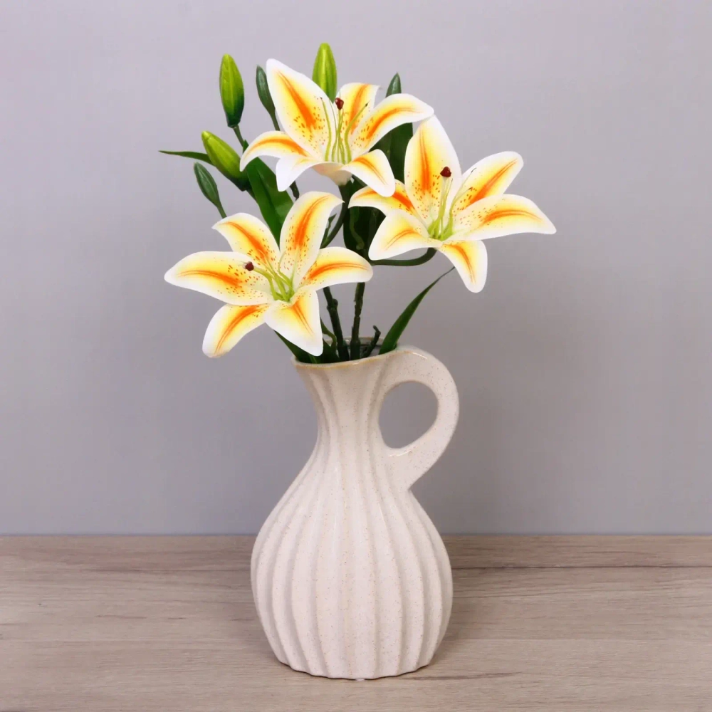 Искусственные цветы «Букет Лилий» 45см, цвет желтый