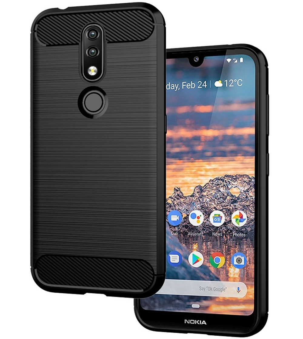 Чехол на Nokia 4.2 цвет Black (черный), серия Carbon от Caseport