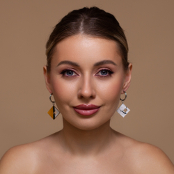 Серьги - Конго с Подвесками - Авангард Охра/Брызги