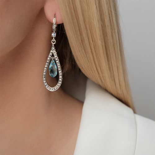 "Олема мал." серьги в серебряном покрытии из коллекции " Соблазн" от Jenavi  английским замком